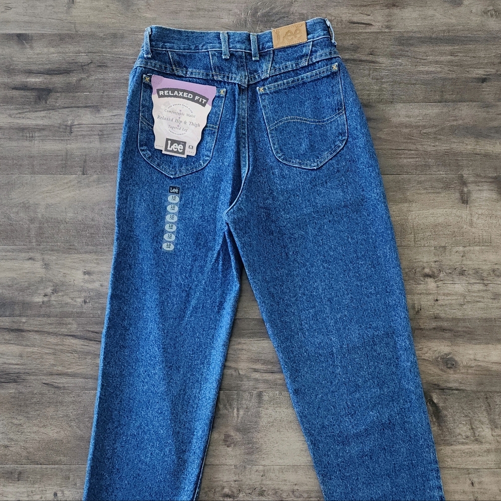 VTG Lee Relaxed Fit Tapered Leg Blue Jeans Women's Size 10 Long NWT - Picture 9 of 16